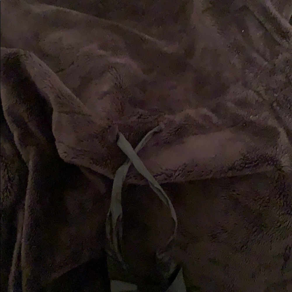 LUCY fluffy black fleece zip jacket with back  bow - Picture 12 of 13